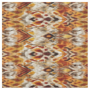 Tecido Padrão Ikat Tribal de Orange Boho Moderno