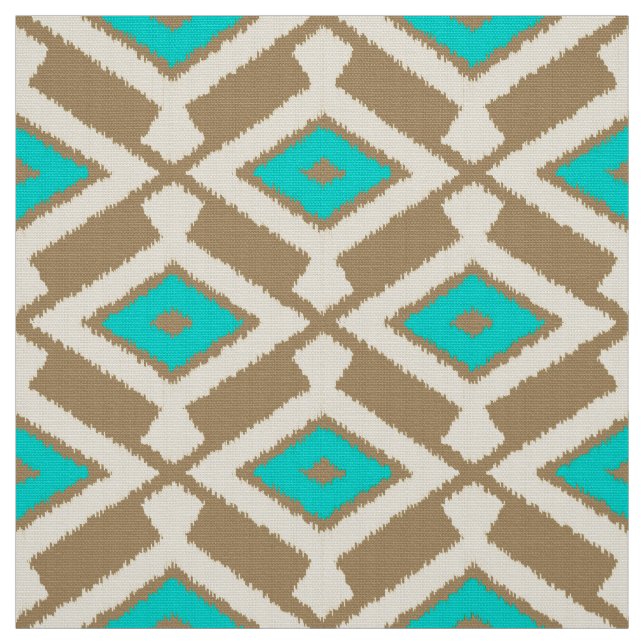 Tecido Padrão Ikat - Turquesa, Taupe e Beige (Modelo)