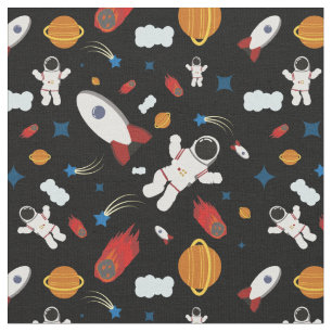 Tecido Padrão Inabalável De Espaço, Astronautas, Foguetes