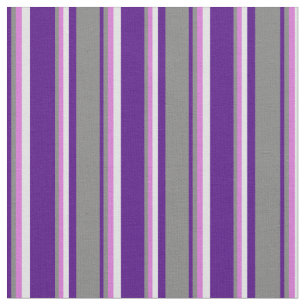 Tecido Padrão Indigo, Cinza, Orquídea e Linhas de Lavanda