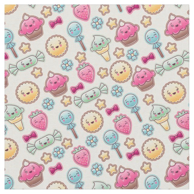 Tecido Padrão infantil Kawaii com rabiscos fofos (Detalhe)