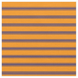 Tecido Padrão Laranja Escuro e Azul Meia-Noite Striped/Li