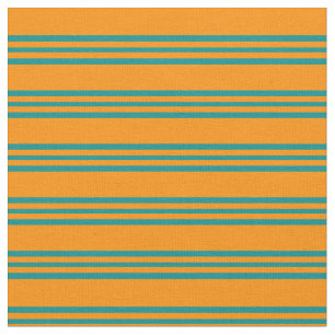 Tecido Padrão Laranja Escuro e Ciano Escuro Striped/Link