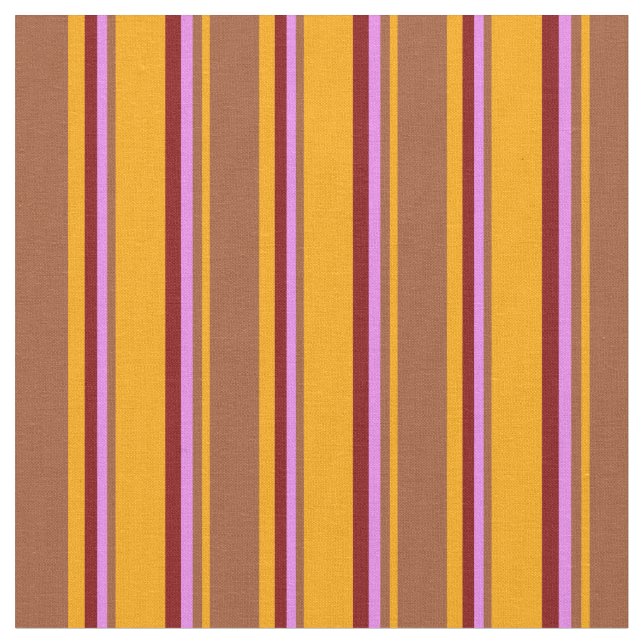 Tecido Padrão Laranja, Siena, Violet & Maroon Stripes (Detalhe)