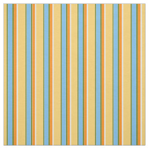 Tecido Padrão Laranja Verde Amarelo Claro Azul Faixa Azu