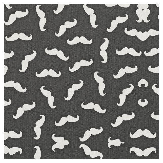 Tecido Padrão legal de bigode branco preto (Detalhe)