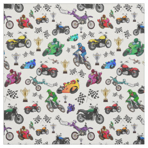 Tecido Padrão legal de ilustrações de motocicletas