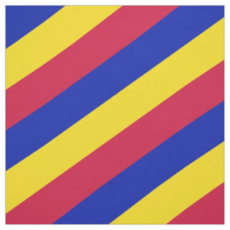 Tecido Padrão listrado vermelho, azul e amarelo