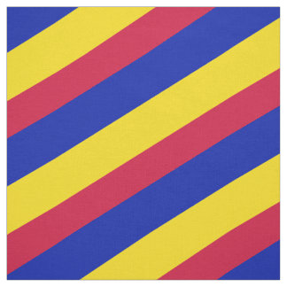 Tecido Padrão listrado vermelho, azul e amarelo