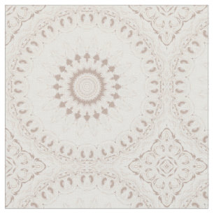 Tecido Padrão Mandala Bege e Creme