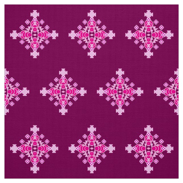 Tecido Padrão Mandala de quatro pontos, rosa pálido e ame (Modelo)