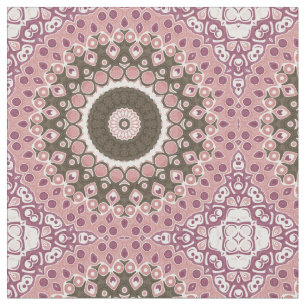 Tecido Padrão Mandala Rosa e Mocha Geometria Floral