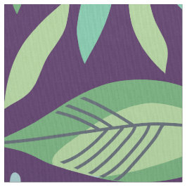 Tecido Padrão Moderno de Folhetos Botânicos Púrpura e Ver