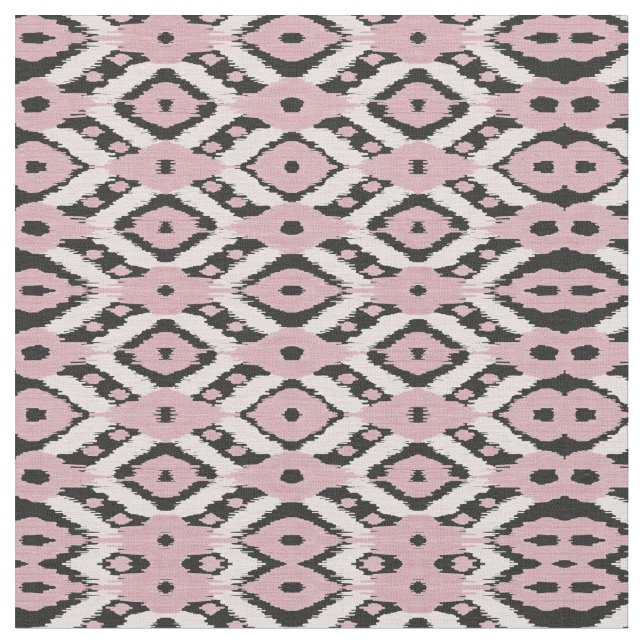 Tecido Padrão Moderno de Ikat Preto, Rosa, Blush Boêmiano (Detalhe)