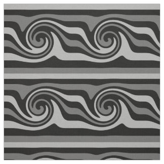 Tecido Padrão moderno de onda abstrato preto e cinza