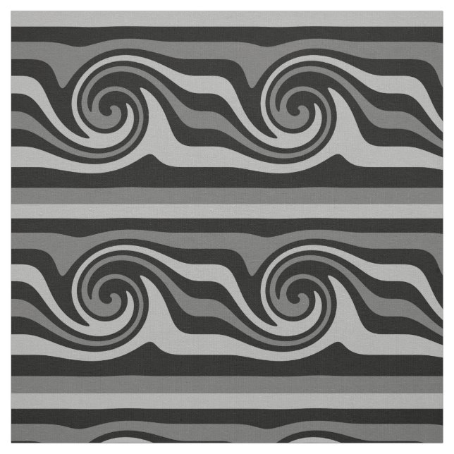 Tecido Padrão moderno de onda abstrato preto e cinza (Modelo)