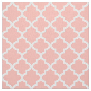 Tecido Padrão moderno de Quatrefoil Rosa e Branco