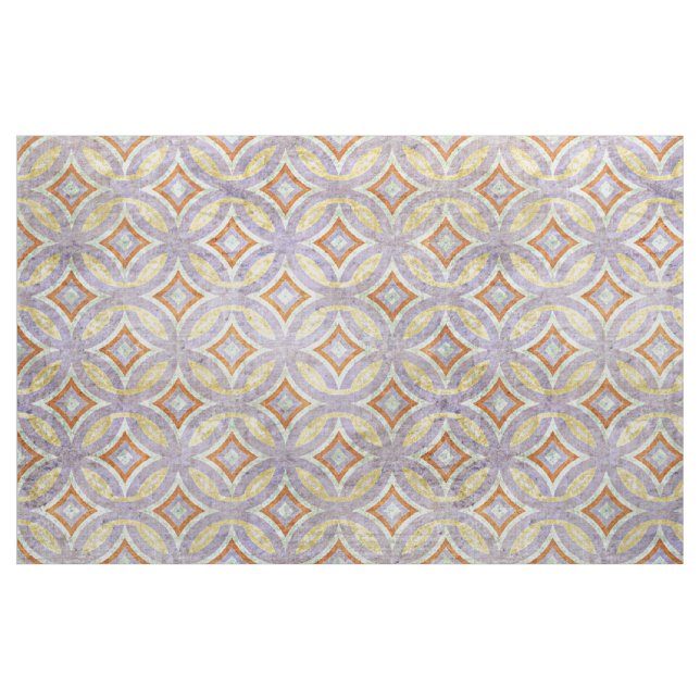 Tecido Padrão Mosaico dos Círculos Laranja Púrpura Pastel (Fat Quarter)