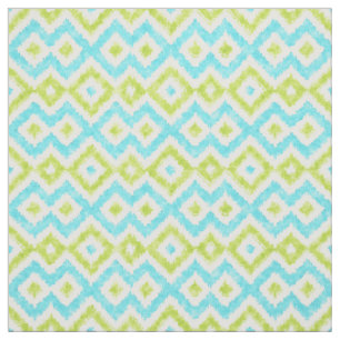 Tecido Padrão Mosaico Ikat Étnico Moderno em Aquarela