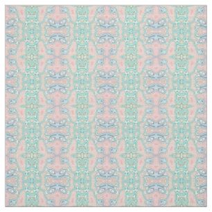 Tecido Padrão Mosaico Retro Verde Azul Rosa Mint Nouveau