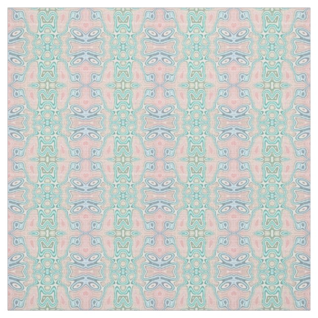 Tecido Padrão Mosaico Retro Verde Azul Rosa Mint Nouveau (Modelo)