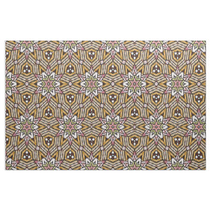 Tecido Padrão Mosaico Rosa Bege Amarelo Marrom Fofo