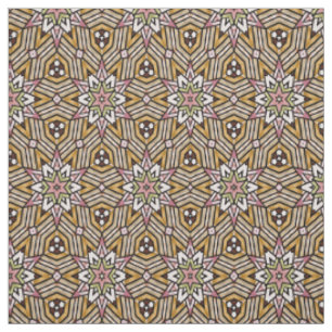 Tecido Padrão Mosaico Rosa Bege Amarelo Marrom Fofo