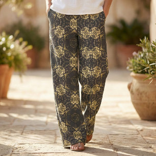 Tecido Padrão na moda Elegante Faux Dourado e preto