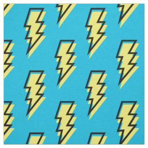 Tecido Padrão Neon Blue Lightning Bolt de anos 80/90