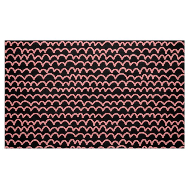Tecido Padrão ondulado - Rosa macio em preto (Fat Quarter)