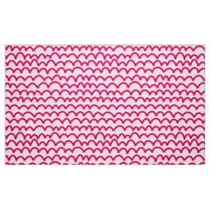 Tecido Padrão ondulado - vermelho neon branco