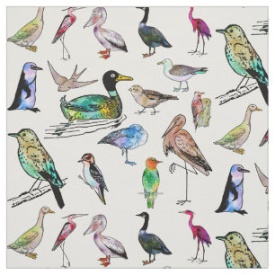 Tecido Padrão ornitológico de aves aquáticas