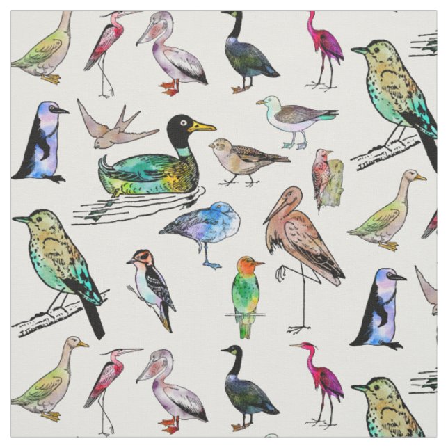 Tecido Padrão ornitológico de aves aquáticas (Modelo)