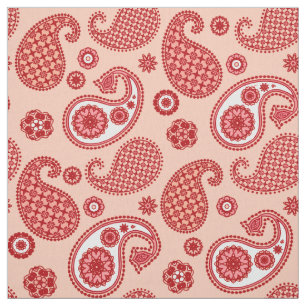 Tecido Padrão Paisley, Tons de Laranja Coral
