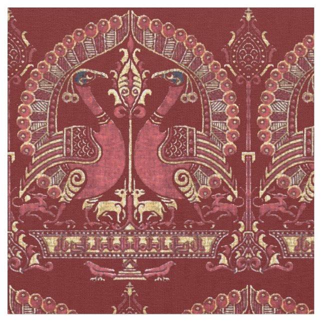 Tecido Padrão Peacock do século 12 medieval (Detalhe)