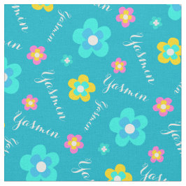 Tecido Padrão personalizado de nome branco-rosa-amarelo