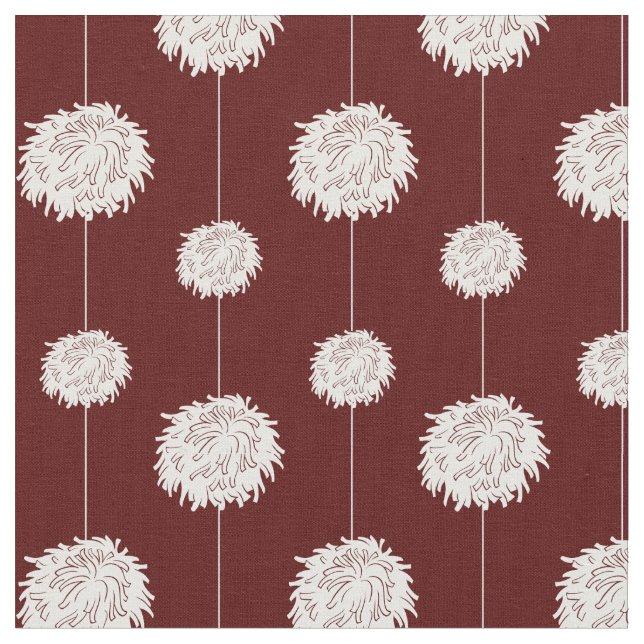 Tecido Padrão Pom Do Cheerleader Maroon (Detalhe)