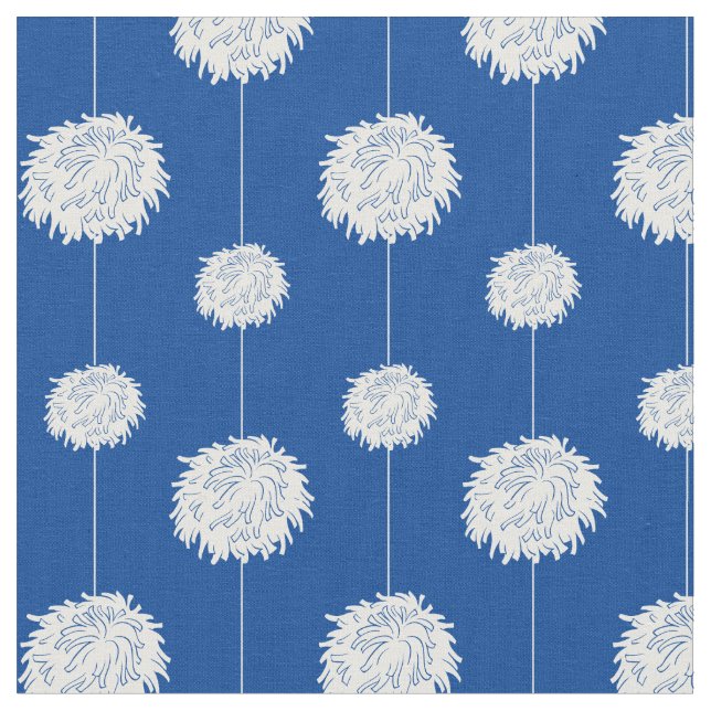 Tecido Padrão Pom Real Azul Cheerleader (Detalhe)