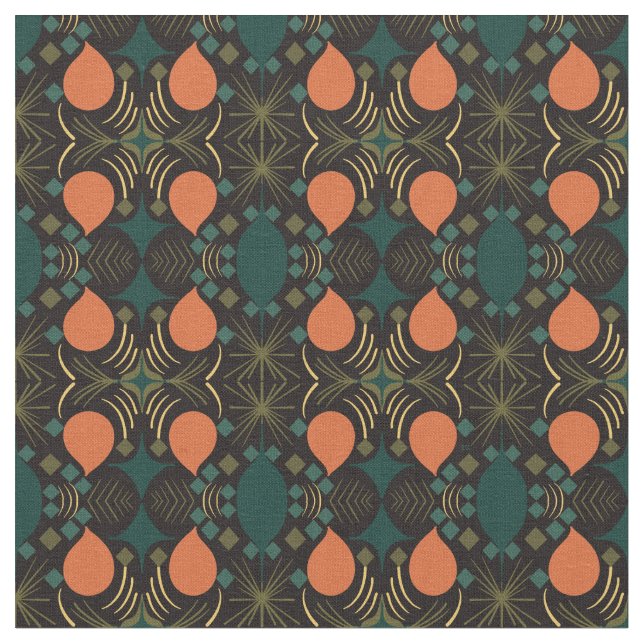 Tecido Padrão Preto de Diamante Geométrico de Boho (Detalhe)