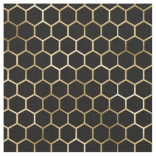 Tecido Padrão Preto de Honeycomb Dourado Elegante