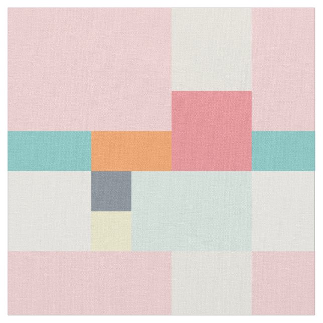 Tecido padrão quadrado rosa e turquesa vintage (Detalhe)
