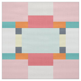 Tecido padrão quadrado rosa e turquesa vintage