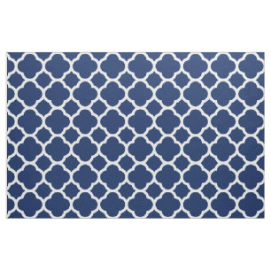 Tecido Padrão Quatrefoil Azul Safira