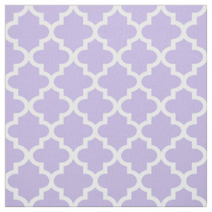 Tecido Padrão Quatrefoil Branco e Roxo Claro Moderno