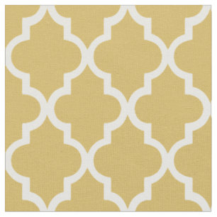 Tecido Padrão Quatrefoil Dourado Marroquino da Moda
