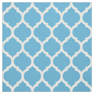 Tecido Padrão Quatrefoil Marroquino Azul Céu