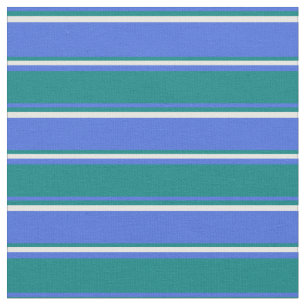 Tecido Padrão Real Azul, Teal & White Lines/Stripes