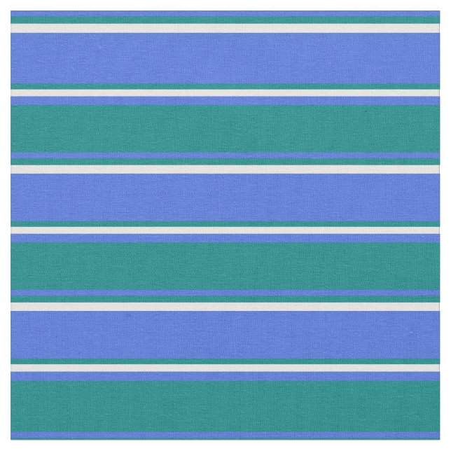 Tecido Padrão Real Azul, Teal & White Lines/Stripes (Detalhe)