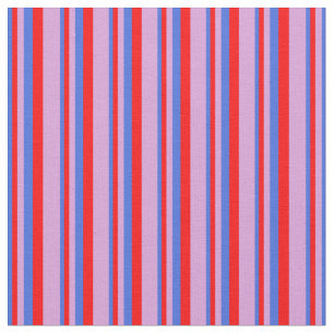 Tecido Padrão Real de Stripes Azul, Vermelho e Coloridas