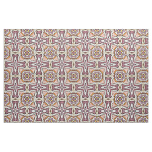 Tecido Padrão Retro Chic Novo Deco Laranja Roxo